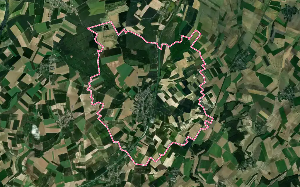 Vue satellite de Moislains avec ses contours administratifs