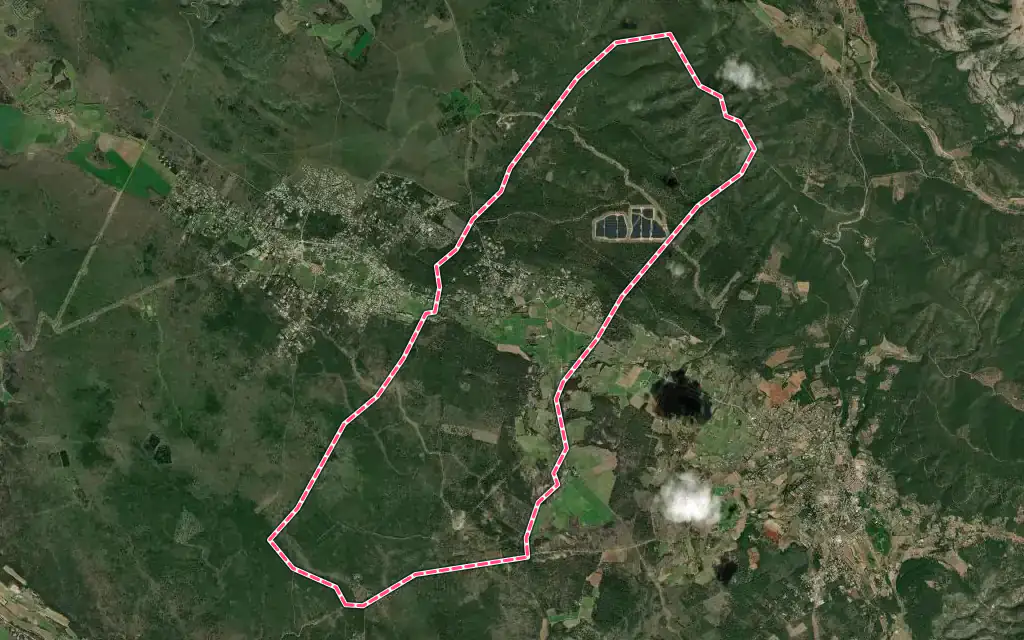 Vue satellite de Moissac-Bellevue avec ses contours administratifs