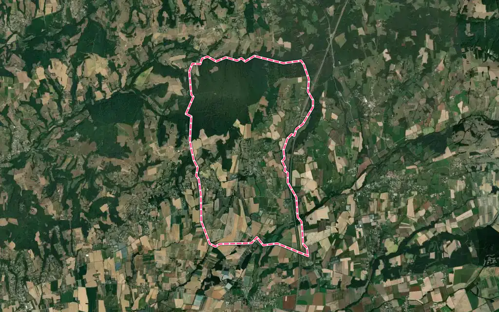 Vue satellite de Moissieu-sur-Dolon avec ses contours administratifs