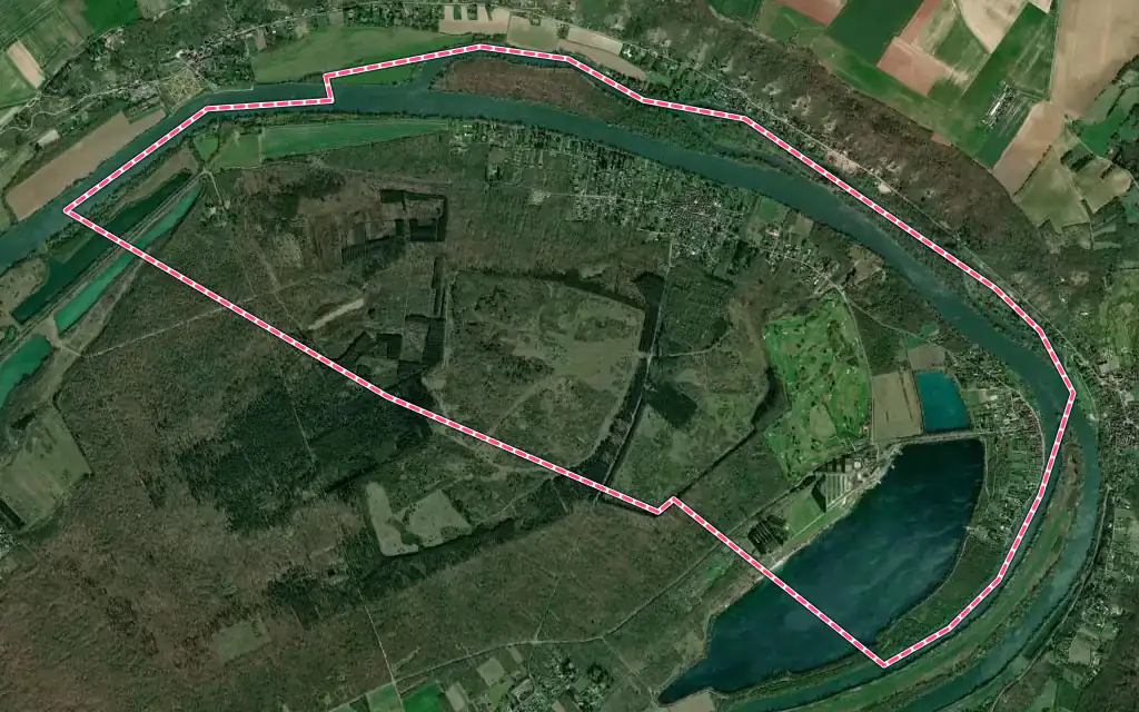 Vue satellite de Moisson avec ses contours administratifs