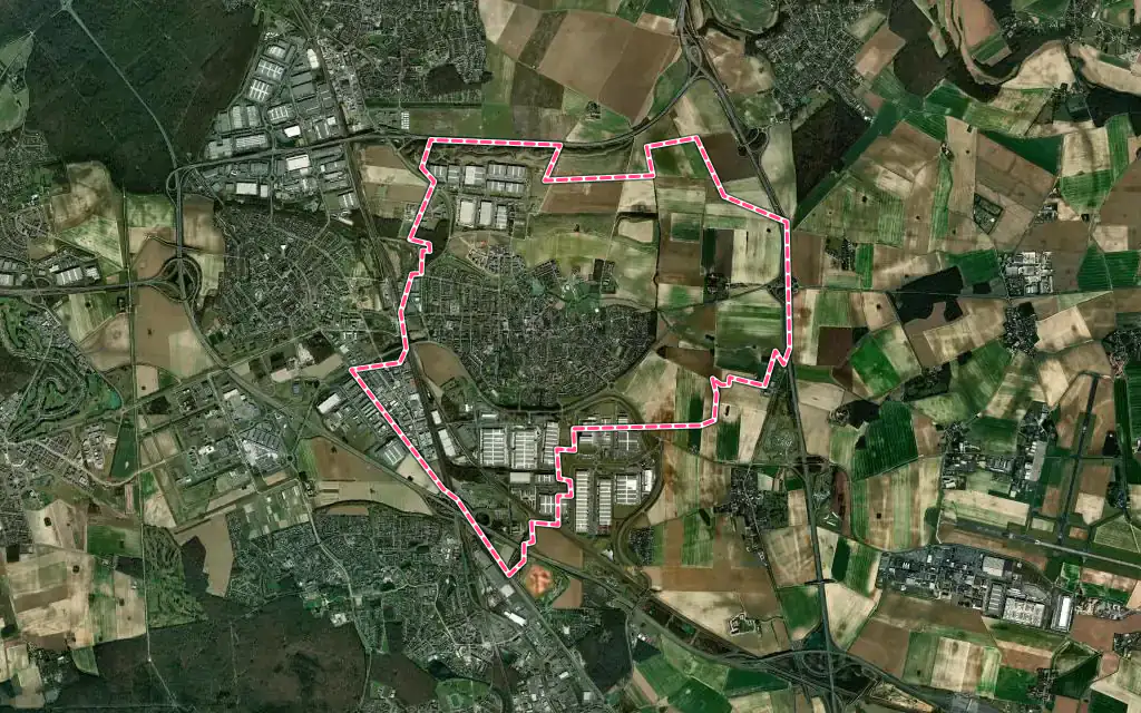 Vue satellite de Moissy-Cramayel avec ses contours administratifs