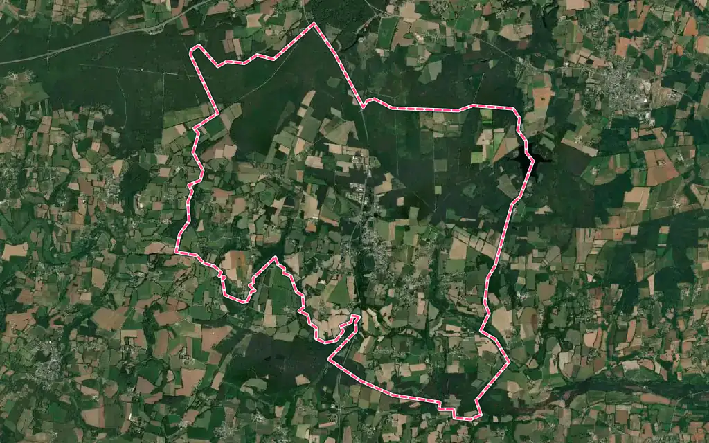 Vue satellite de Molac avec ses contours administratifs