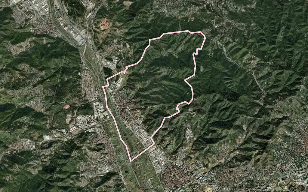Vista satélite de Molins de Rei con su contorno administrativo