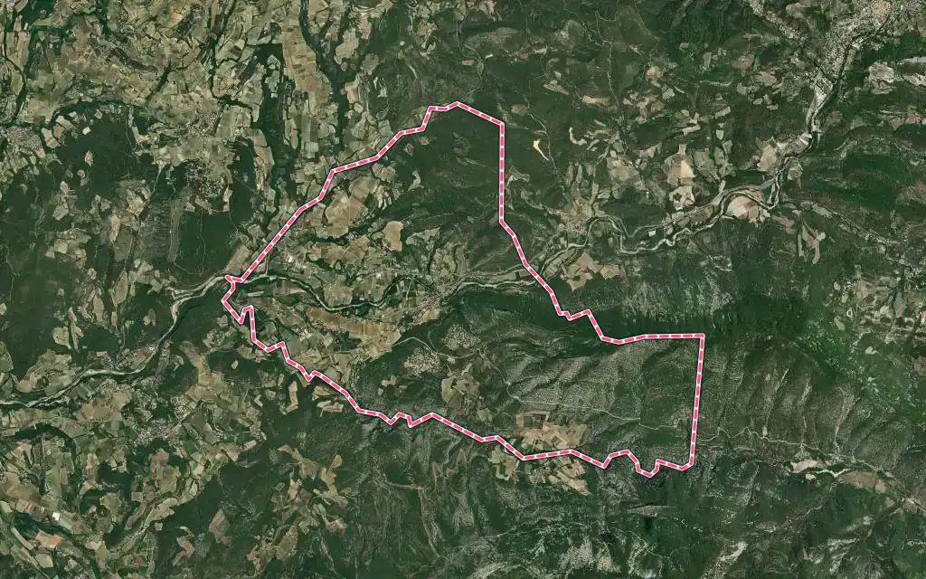 Vue satellite de Mollans-sur-Ouvèze avec ses contours administratifs