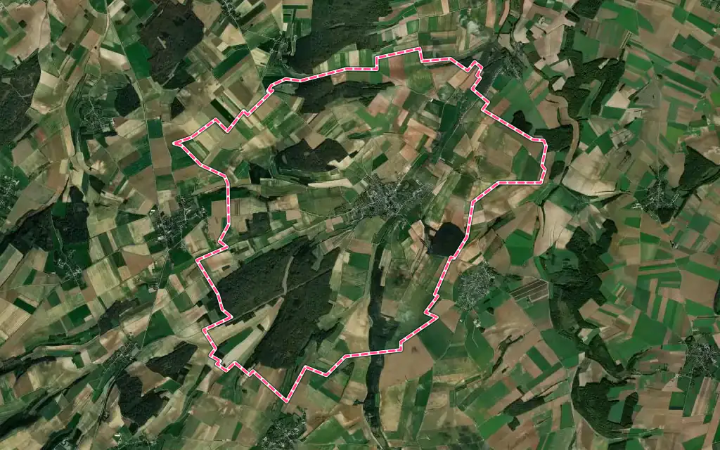 Vue satellite de Molliens-Dreuil avec ses contours administratifs