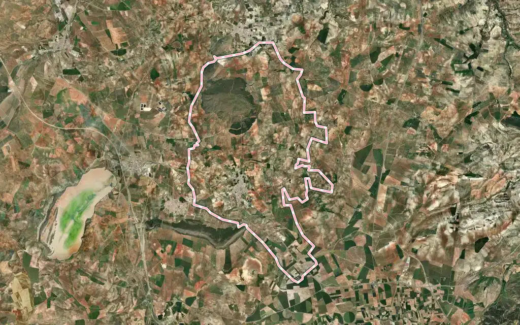 Vista satélite de Mollina con su contorno administrativo