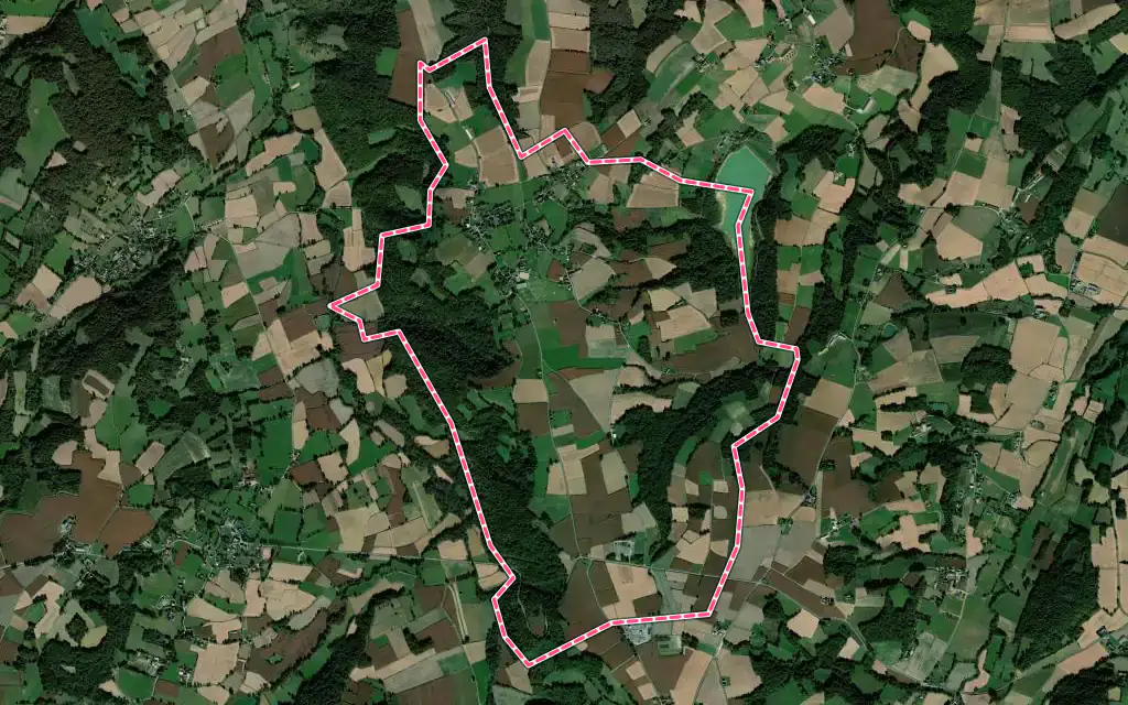 Vue satellite de Momy avec ses contours administratifs