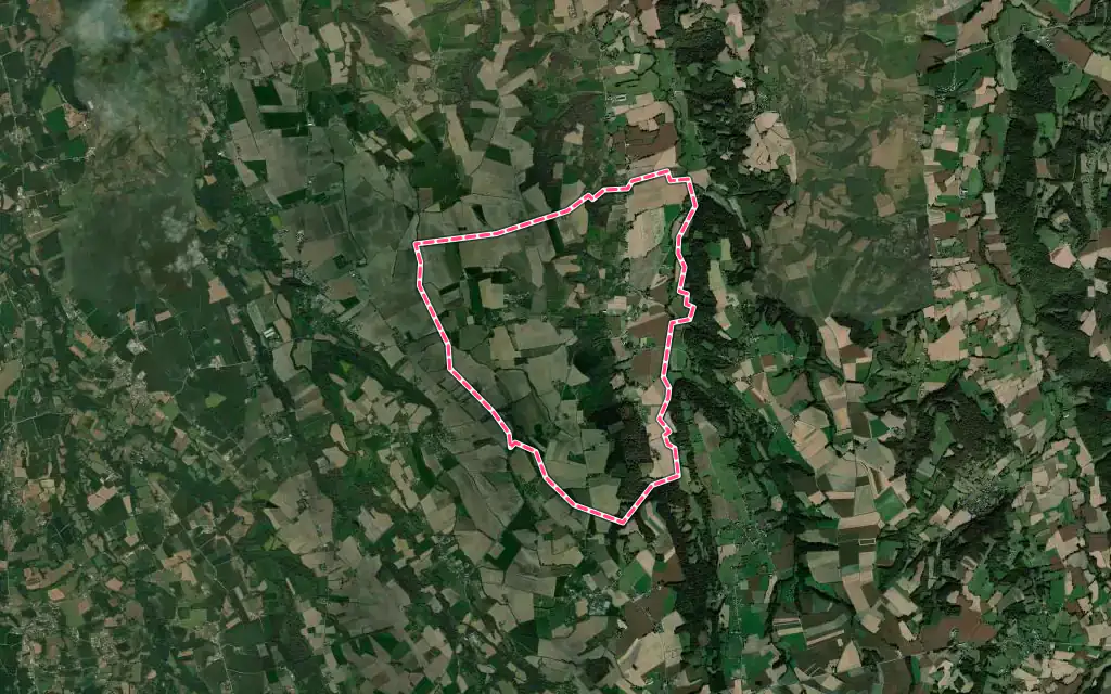 Vue satellite de Monassut-Audiracq avec ses contours administratifs