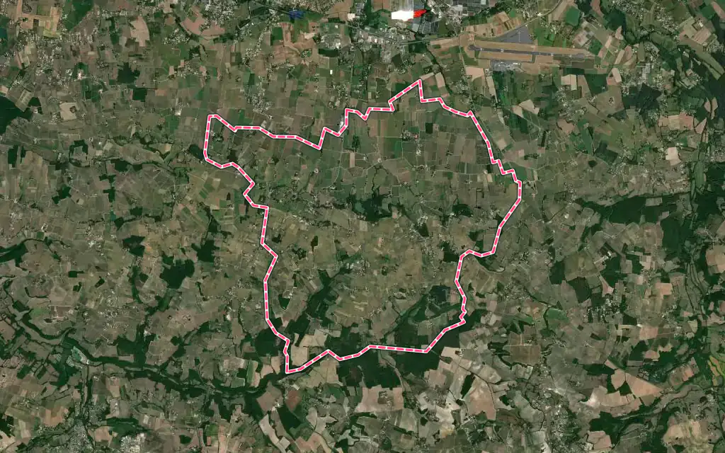 Vue satellite de Monbazillac avec ses contours administratifs