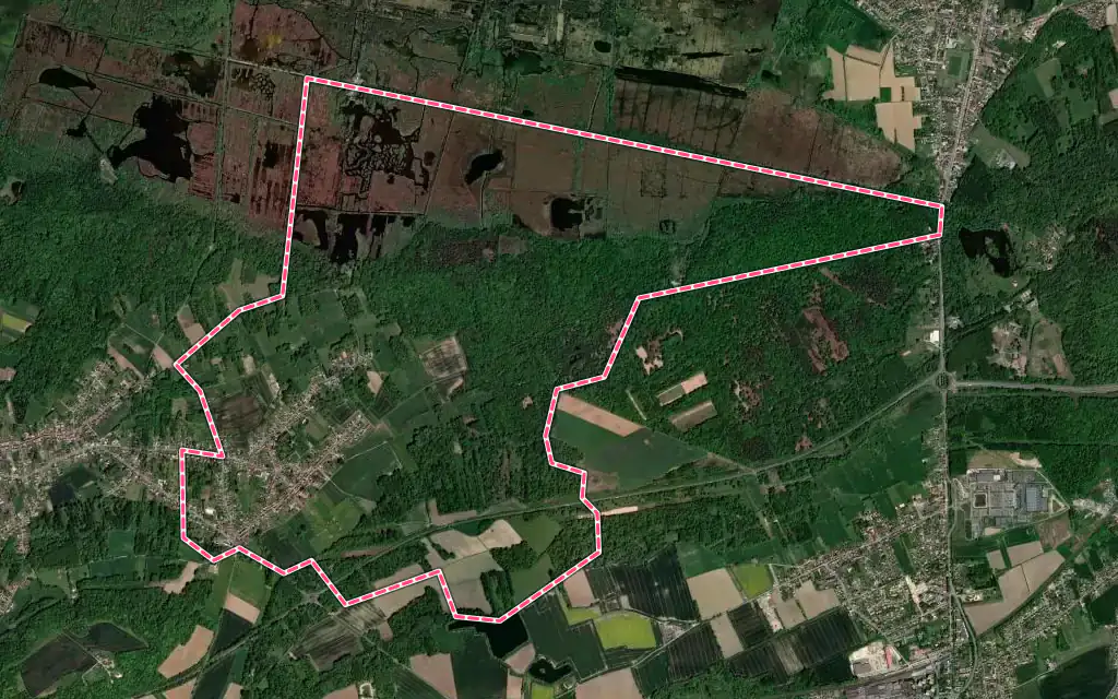 Vue satellite de Monceaux avec ses contours administratifs