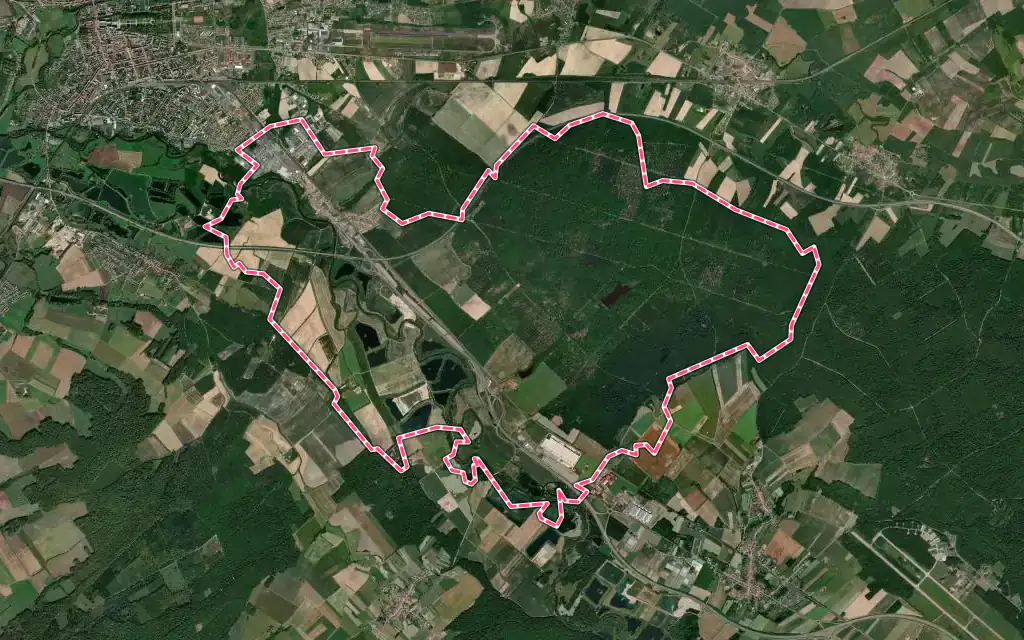 Vue satellite de Moncel-lès-Lunéville avec ses contours administratifs