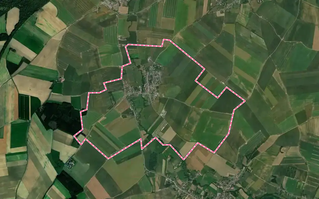 Vue satellite de Monchaux-sur-Écaillon avec ses contours administratifs