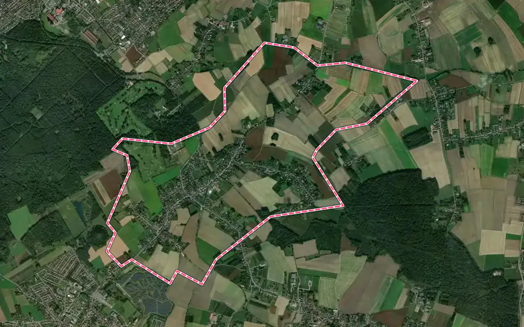 Vue satellite de Moncheaux avec ses contours administratifs