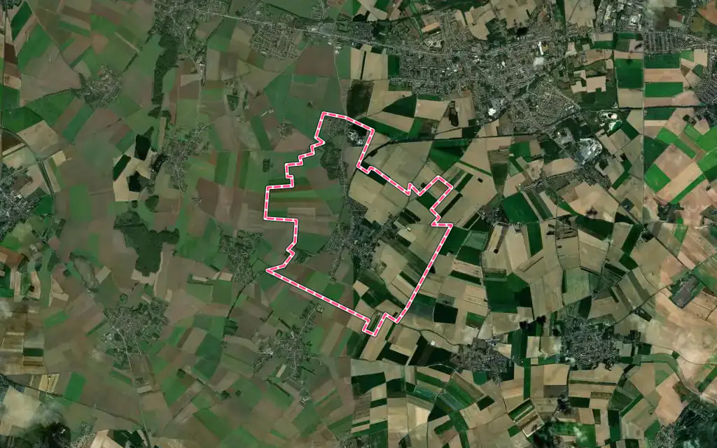 Vue satellite de Monchecourt avec ses contours administratifs
