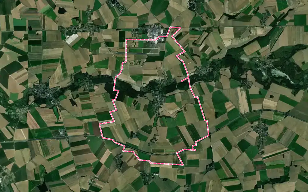 Vue satellite de Monchy-Lagache avec ses contours administratifs