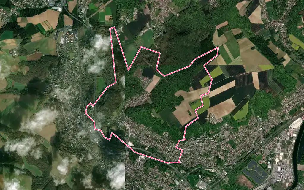 Vue satellite de Monchy-Saint-Éloi avec ses contours administratifs