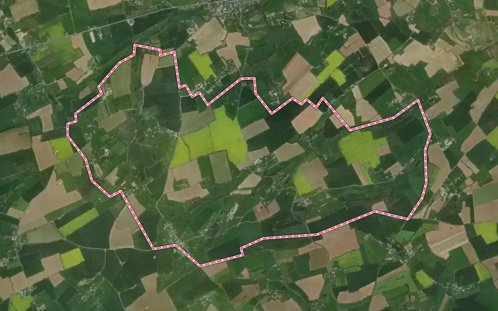 Vue satellite de Moncy avec ses contours administratifs