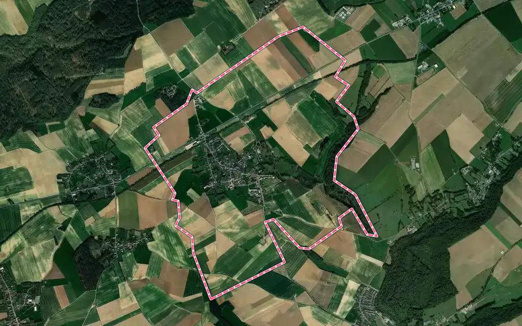 Vue satellite de Mondicourt avec ses contours administratifs
