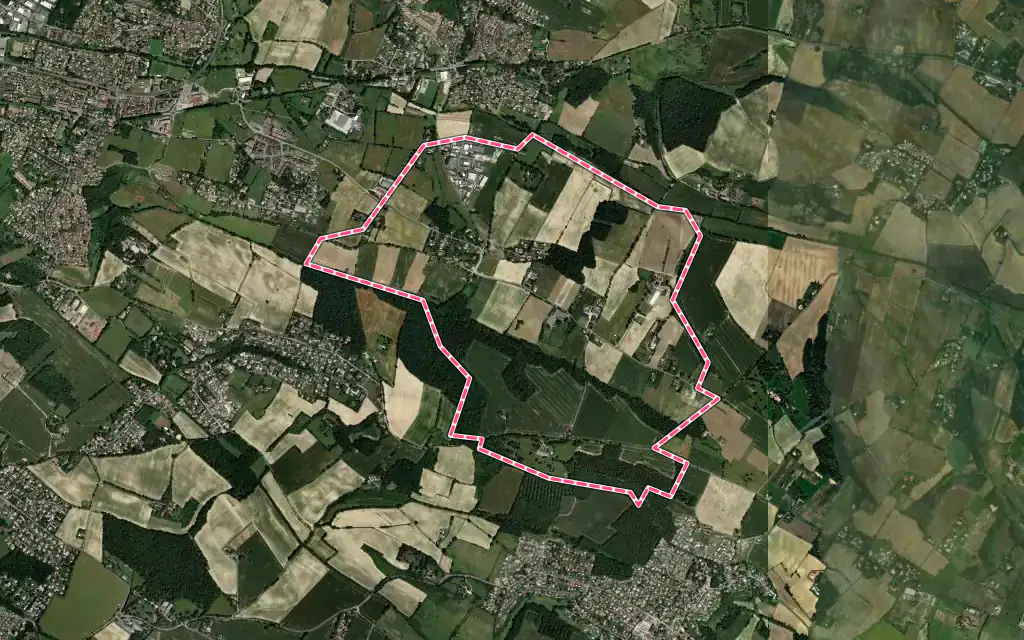 Vue satellite de Mondouzil avec ses contours administratifs