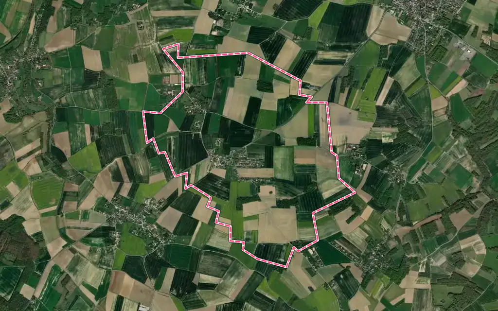 Vue satellite de Mondreville avec ses contours administratifs