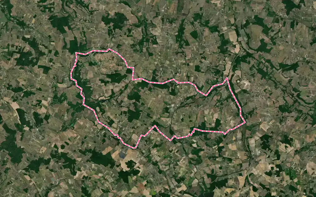 Vue satellite de Monestier avec ses contours administratifs