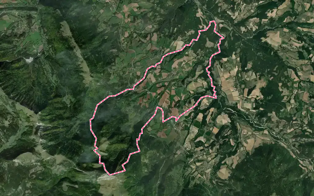 Vue satellite de Monestier-du-Percy avec ses contours administratifs