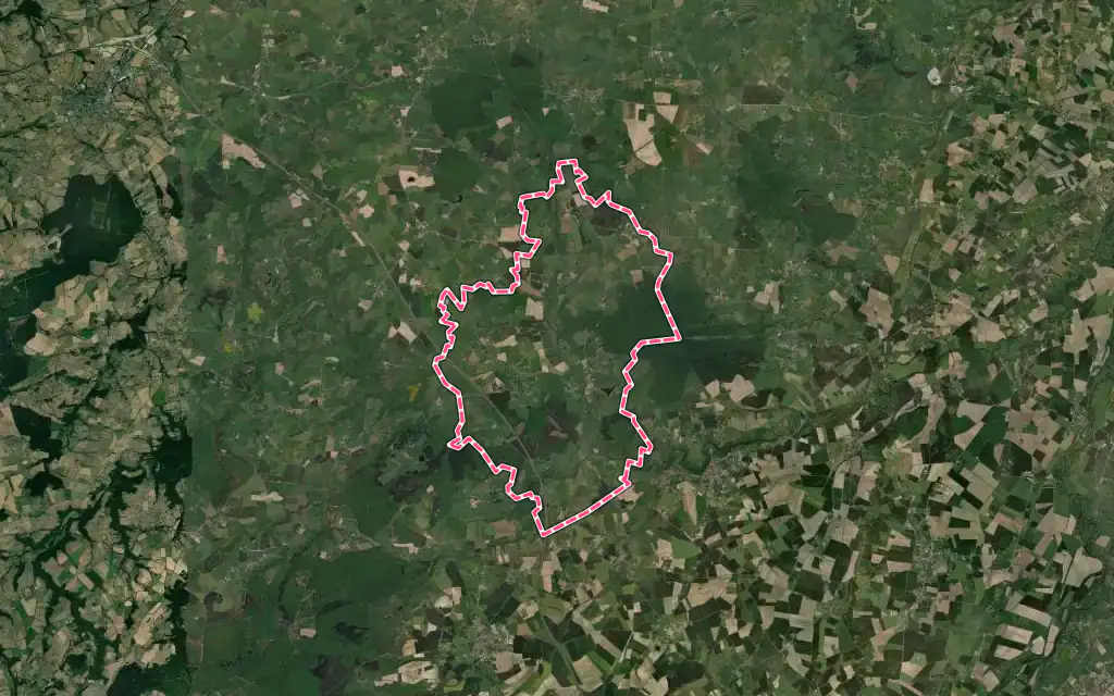 Vue satellite de Monestier avec ses contours administratifs