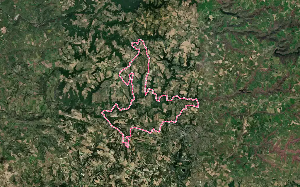 Vue satellite de Monestiés avec ses contours administratifs