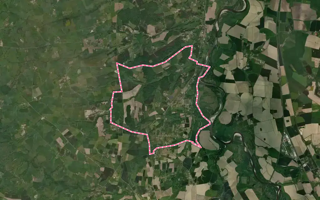 Vue satellite de Monétay-sur-Allier avec ses contours administratifs