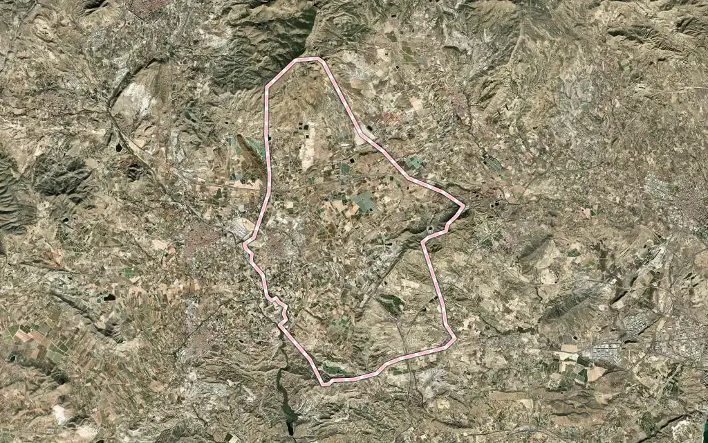 Vista satélite de Monforte del Cid con su contorno administrativo