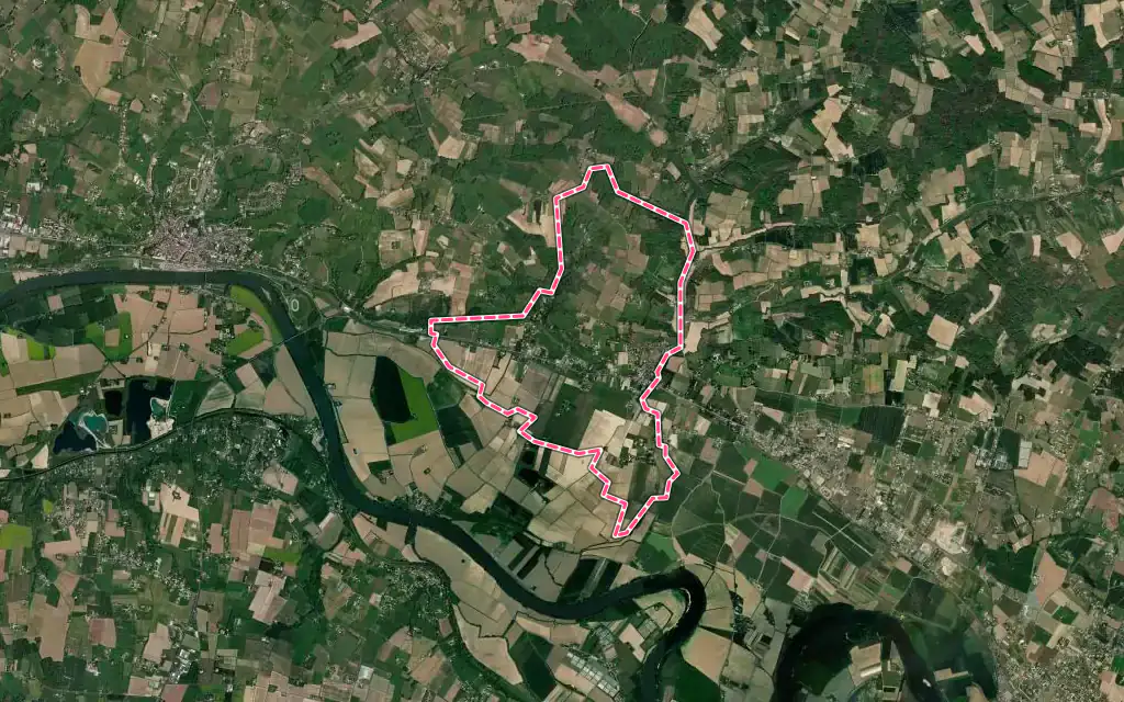 Vue satellite de Mongauzy avec ses contours administratifs