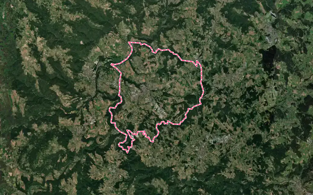 Vue satellite de Monistrol-sur-Loire avec ses contours administratifs