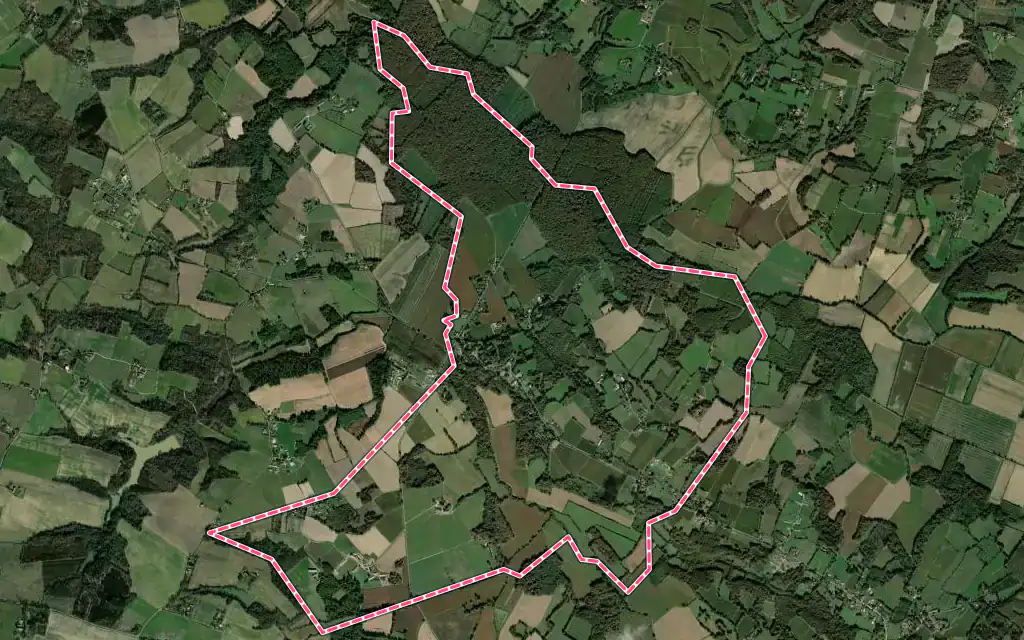 Vue satellite de Monlezun-d'Armagnac avec ses contours administratifs
