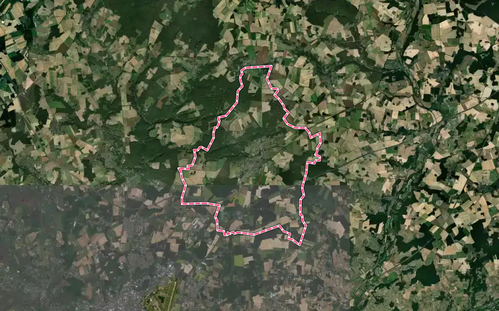 Vue satellite de Monnaie avec ses contours administratifs