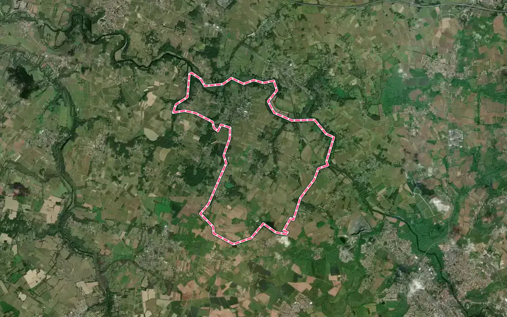 Vue satellite de Monnières avec ses contours administratifs