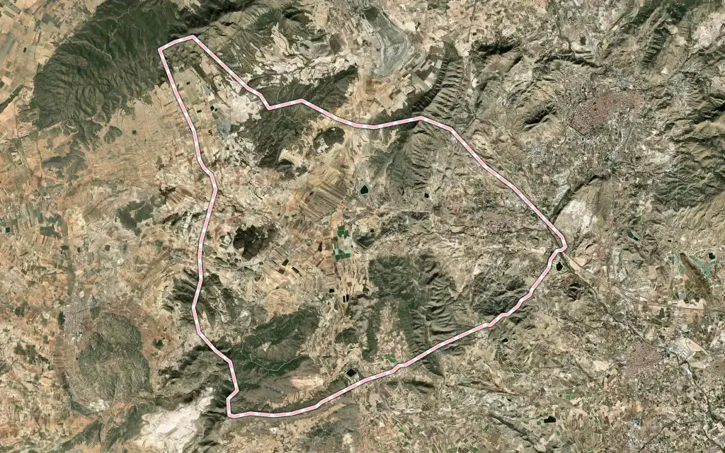 Vista satélite de Monòver / Monóvar con su contorno administrativo
