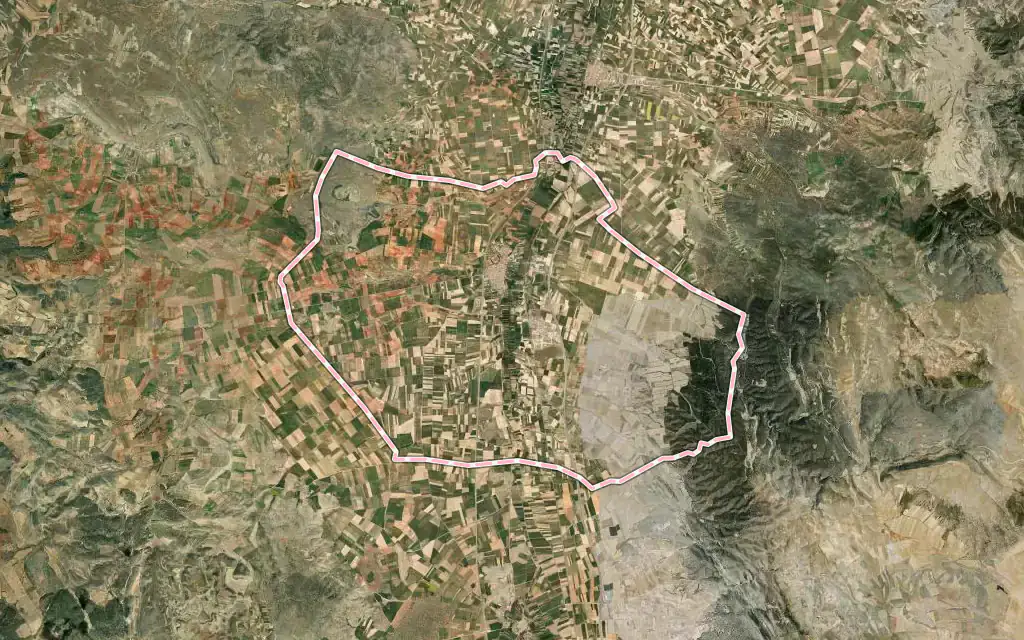 Vista satélite de Monreal del Campo con su contorno administrativo