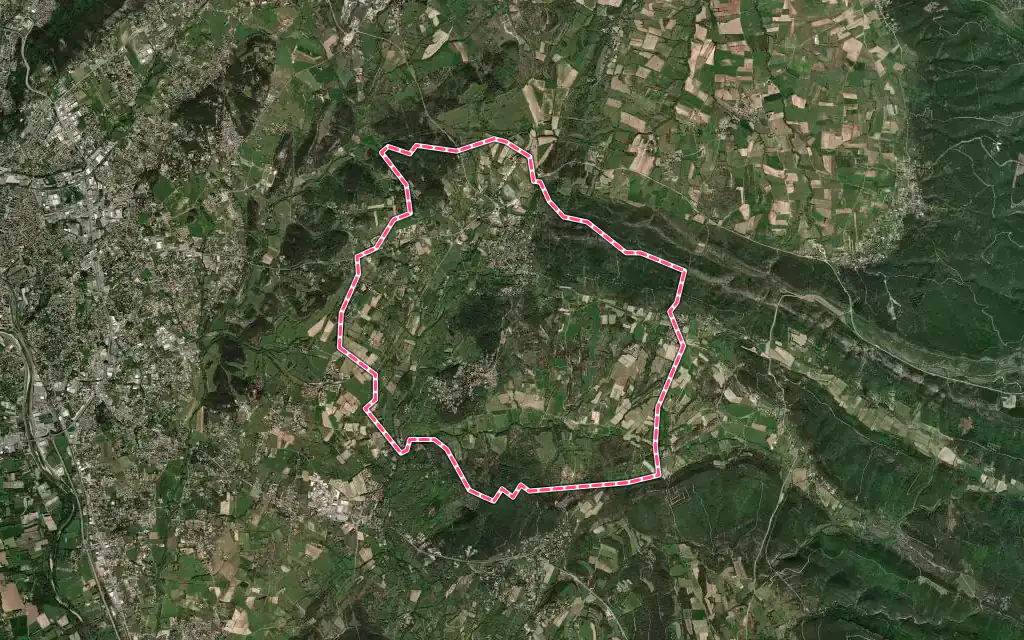 Vue satellite de Mons avec ses contours administratifs