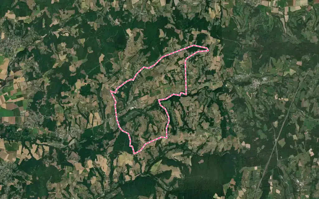 Vue satellite de Monsteroux-Milieu avec ses contours administratifs