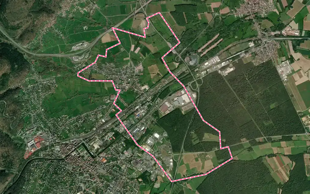 Vue satellite de Monswiller avec ses contours administratifs