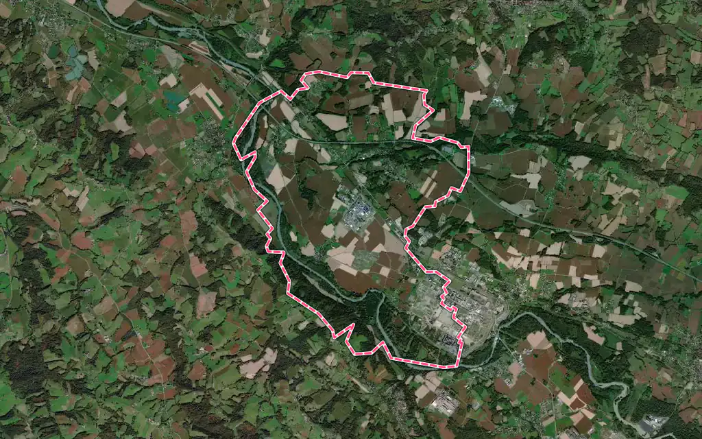 Vue satellite de Mont avec ses contours administratifs