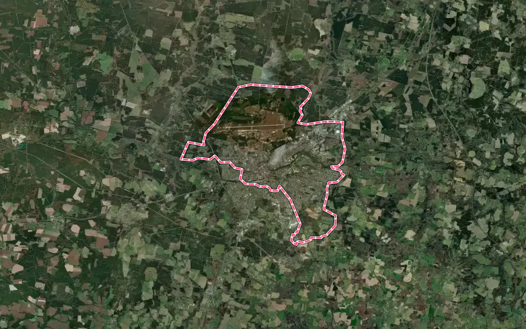 Vue satellite de Mont-de-Marsan avec ses contours administratifs