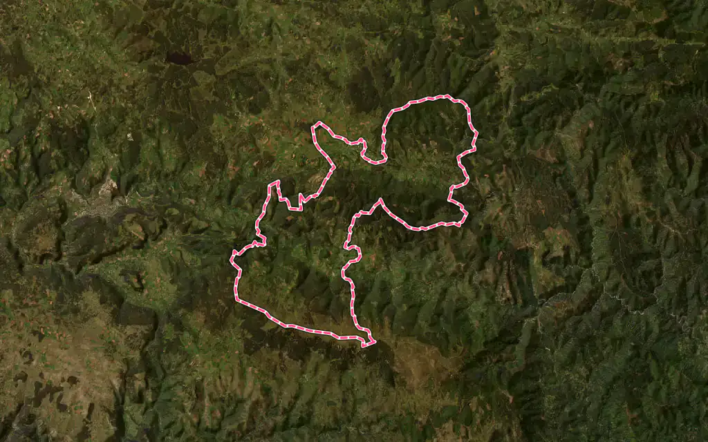 Vue satellite de Mont Lozère et Goulet avec ses contours administratifs