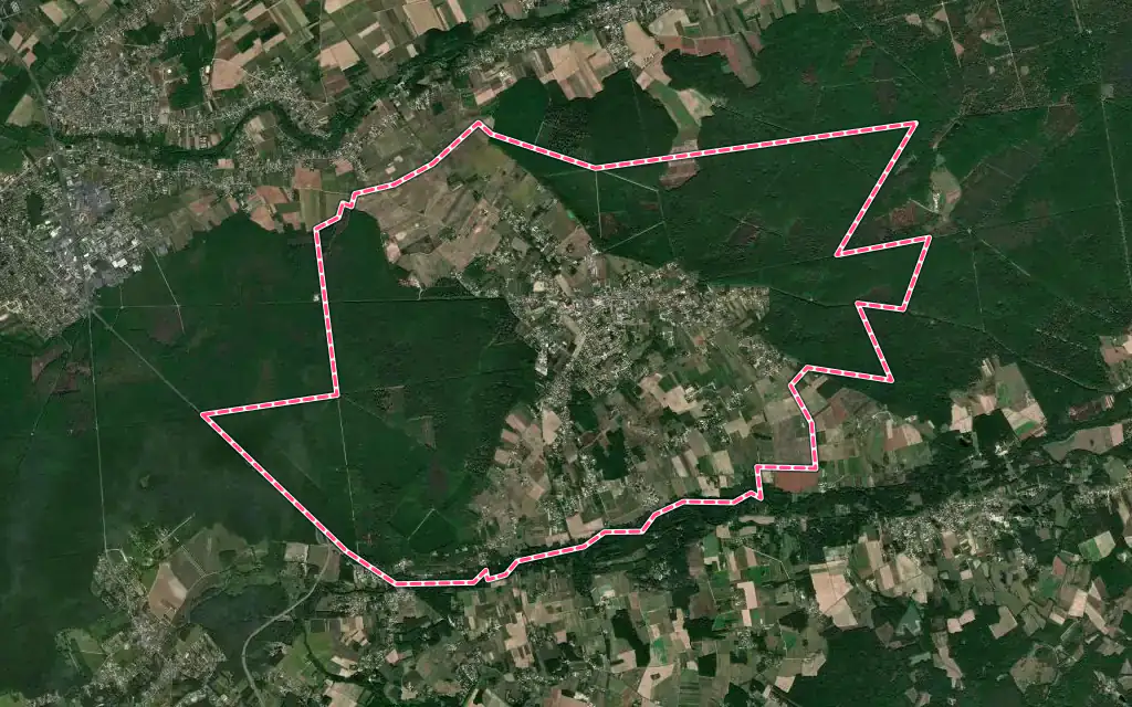 Vue satellite de Mont-près-Chambord avec ses contours administratifs