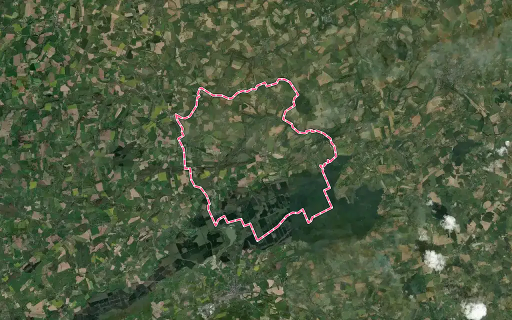 Vue satellite de Mont-Saint-Jean avec ses contours administratifs