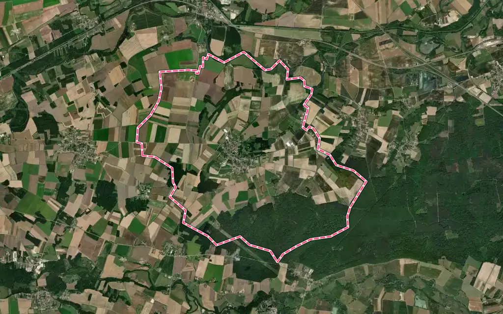 Vue satellite de Mont-Saint-Sulpice avec ses contours administratifs