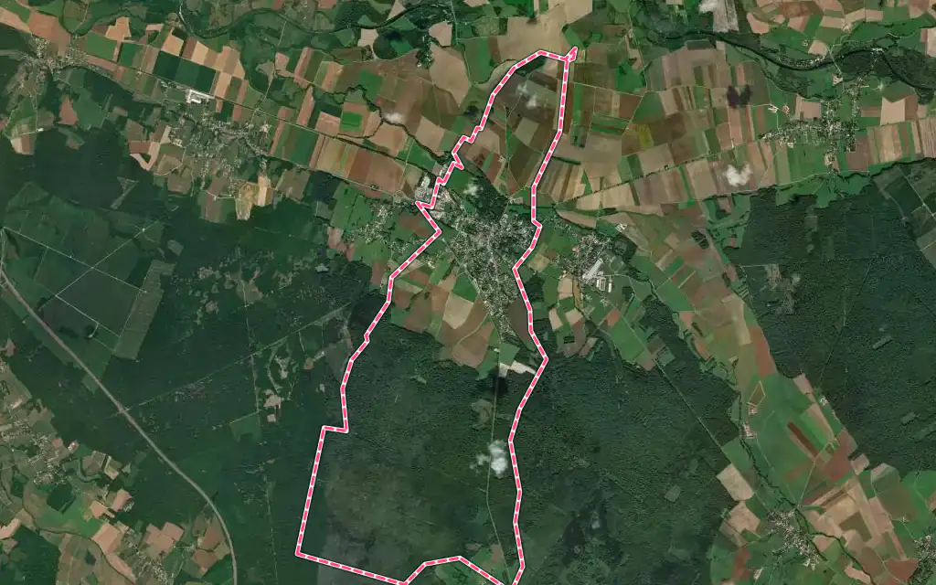 Vue satellite de Mont-sous-Vaudrey avec ses contours administratifs