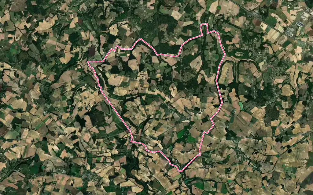 Vue satellite de Montagnac-sur-Auvignon avec ses contours administratifs