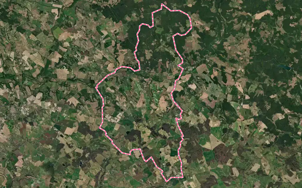 Vue satellite de Montagnac-sur-Lède avec ses contours administratifs