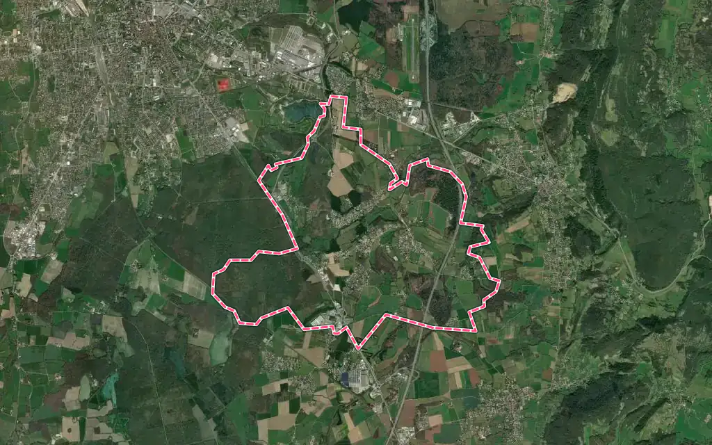 Vue satellite de Montagnat avec ses contours administratifs